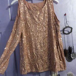 Rose gold cold shoulder top